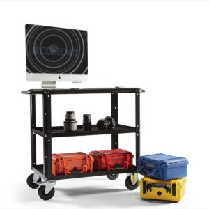CONECARTS Small cart - Workstation version - with antislip mat and black moquette with ConeCarts logo - three shelves