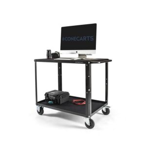 CONECARTS Large cart - Workstation version - with antislip mat and black moquette with ConeCarts logo - two shelves