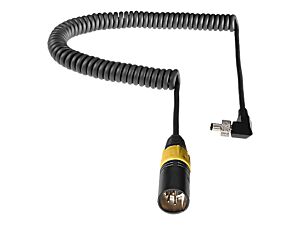 DC cable 65 cm - 1.30 m / 25 - 51 with jack Ø5,5 mm/2,5 mm and 4-pin XLR connector, coiled. old code: DLOBML-XLR