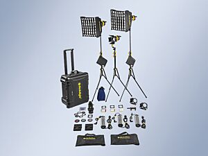 Hard case kit with 3x DLED7 daylight LED lights, soft boxes, DP1.2 and accessories (European cable)