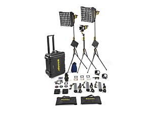 Hard case kit with 3x DLED7 bicolor LED lights, soft boxes, DP1.2 and accessories (European cable)