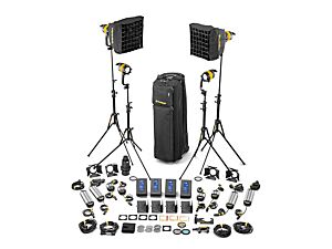 4 Light DLED Kit - BICOLOR (MASTER) - 4x DLED4-BI with 2x soft box, battery power supplies, batteries, DP1.2 and accesso